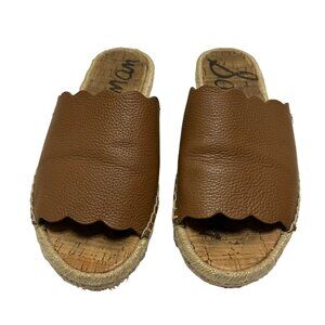 Sam Edelman Andy Espadrille Slide Sandals Brown Leather Size 7